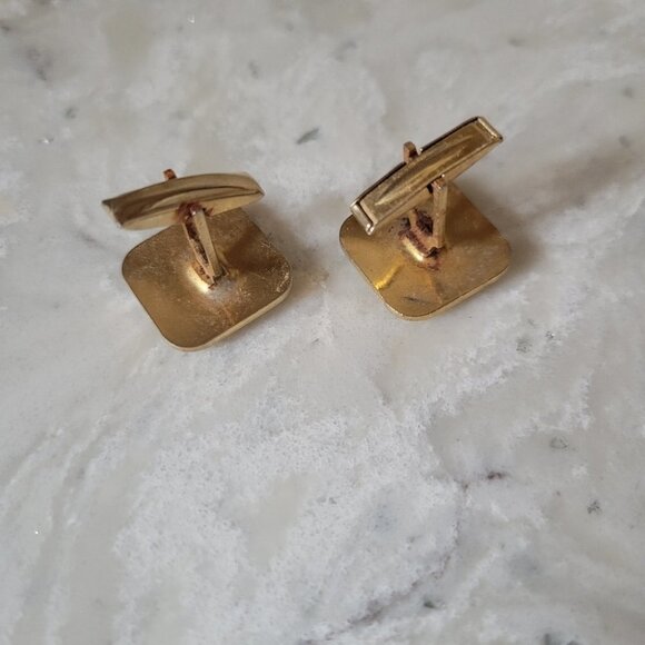Vintage Anson Gold Tone Square Cufflinks - Picture 4 of 4